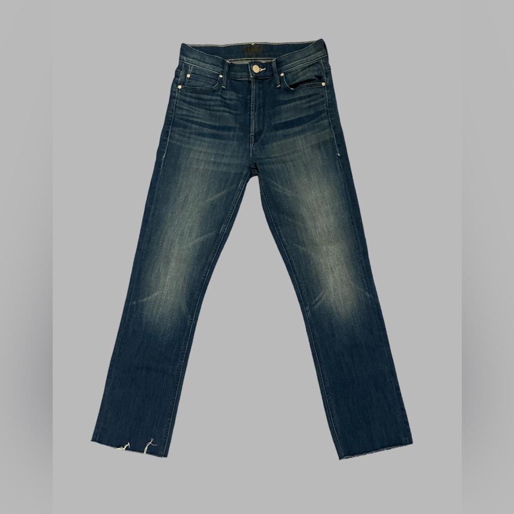 MOTHER The Mid Rise Dazzler Crop Fray Jeans in Squeeze it Size 26